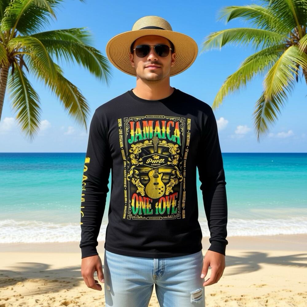 Y2K 2010 Vintage Pier 27 Music DJ Jamaica Graphic T-Shirt Caribbean Tee Size XL